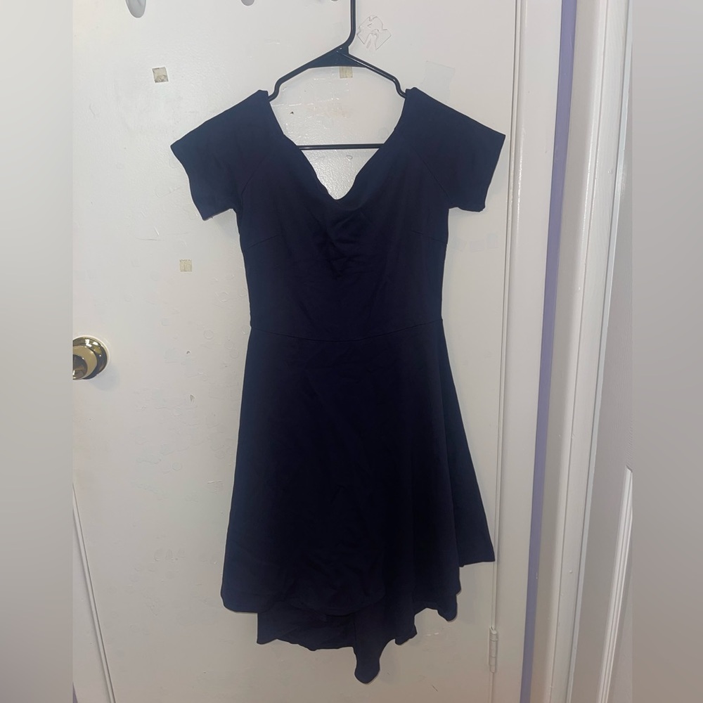 Navy Blue Off The Shoulders Dress.